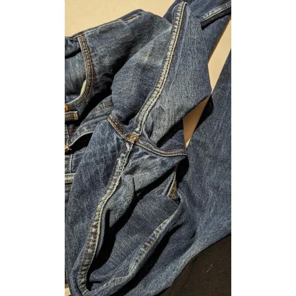 Levis 505 Jeans Mens 33x30 Blue Denim Distressed Well Loved Straight Leg Jeans - Picture 7 of 10